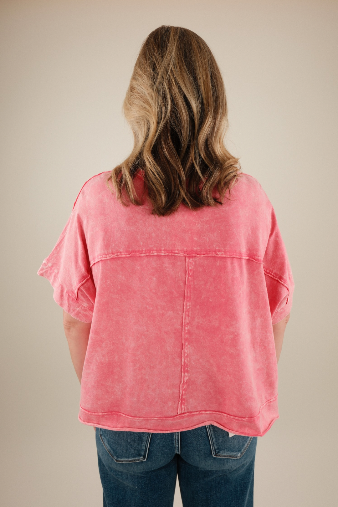 Everyday Edgy Pocket Tee - Fuchsia
