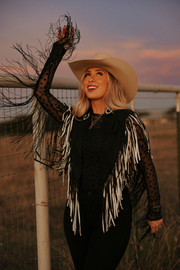 Midnight Fringe Star Mesh Top