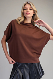 Chocolate Mesa Mock Neck Top