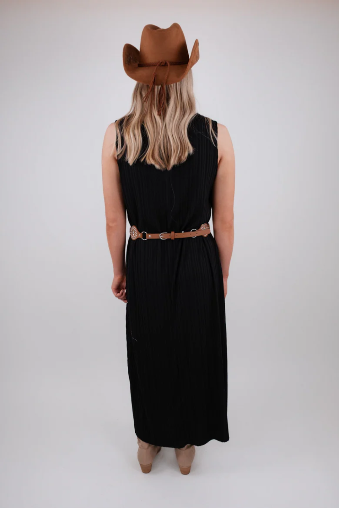 Ribbed Stitched Dress - Black