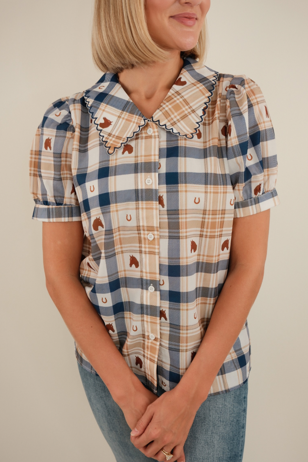 Blue Ribbon Plaid Blouse