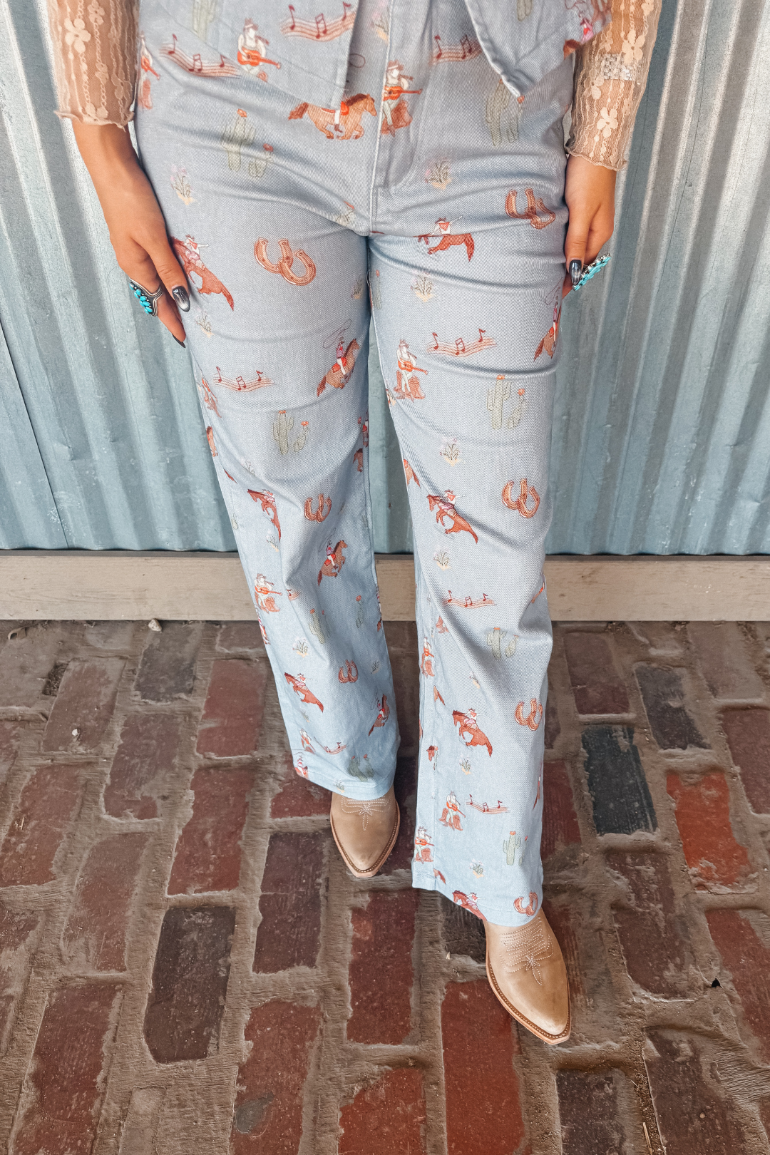 Prairie Daydream Western Pants - Denim Blue