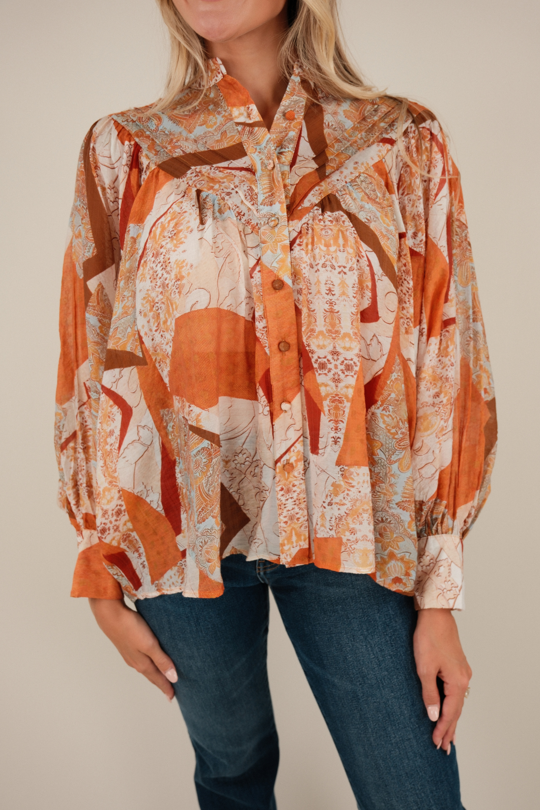 Whistling Winds Sheer Blouse - Pumpkin Spice