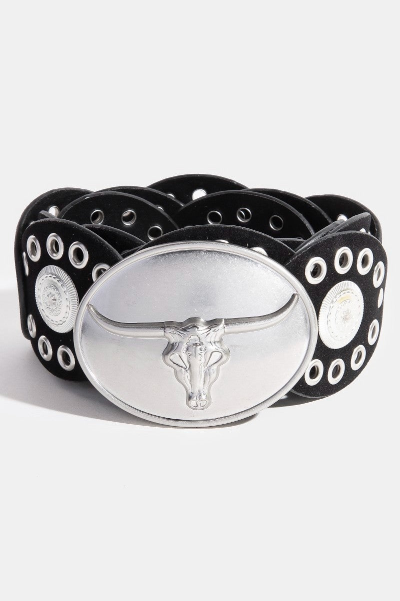 Bullhead Frontier Faux Leather Concho Belt