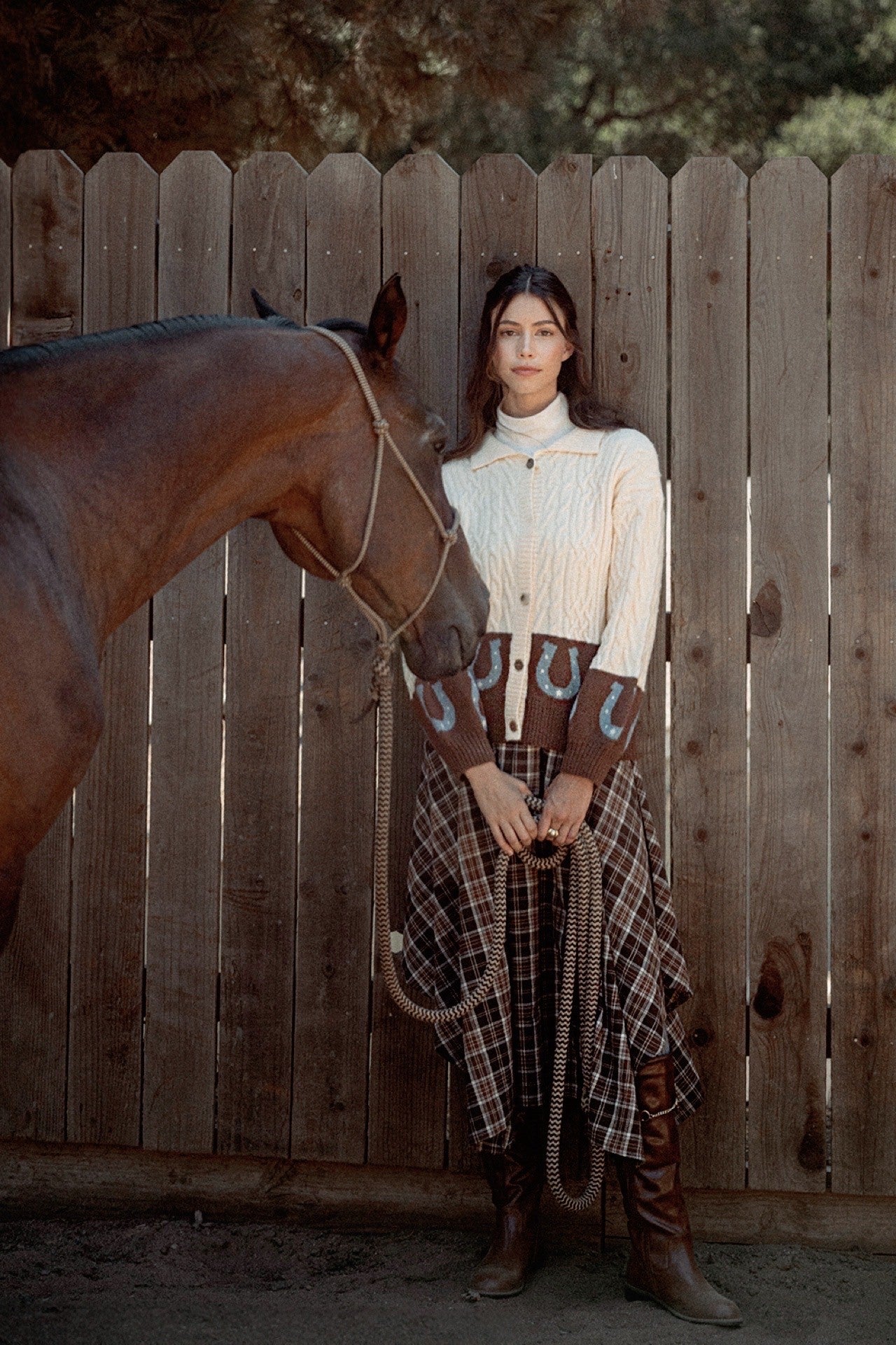 Lucky Horseshoe Cable Knit Cardigan