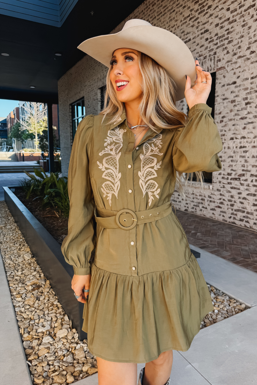 Sagewood Embroidered Mini Dress