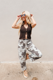 Trail Dust Cow Print Wide Leg Pants