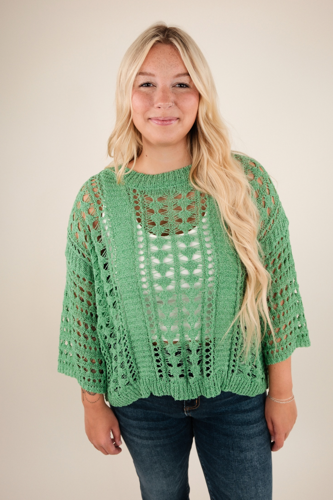 Springtime Serenity Sweater - Emerald Green