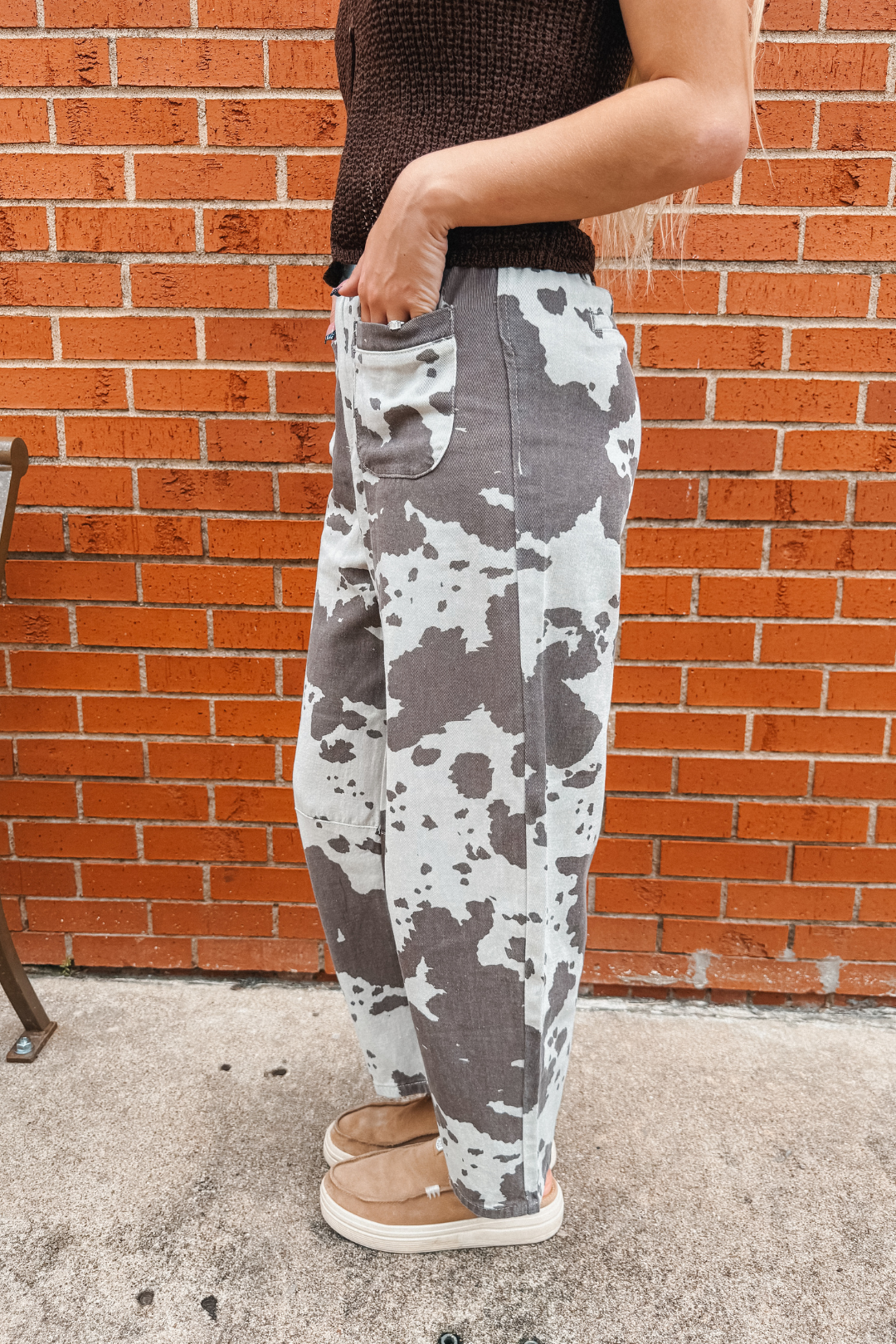 Trail Dust Cow Print Wide Leg Pants