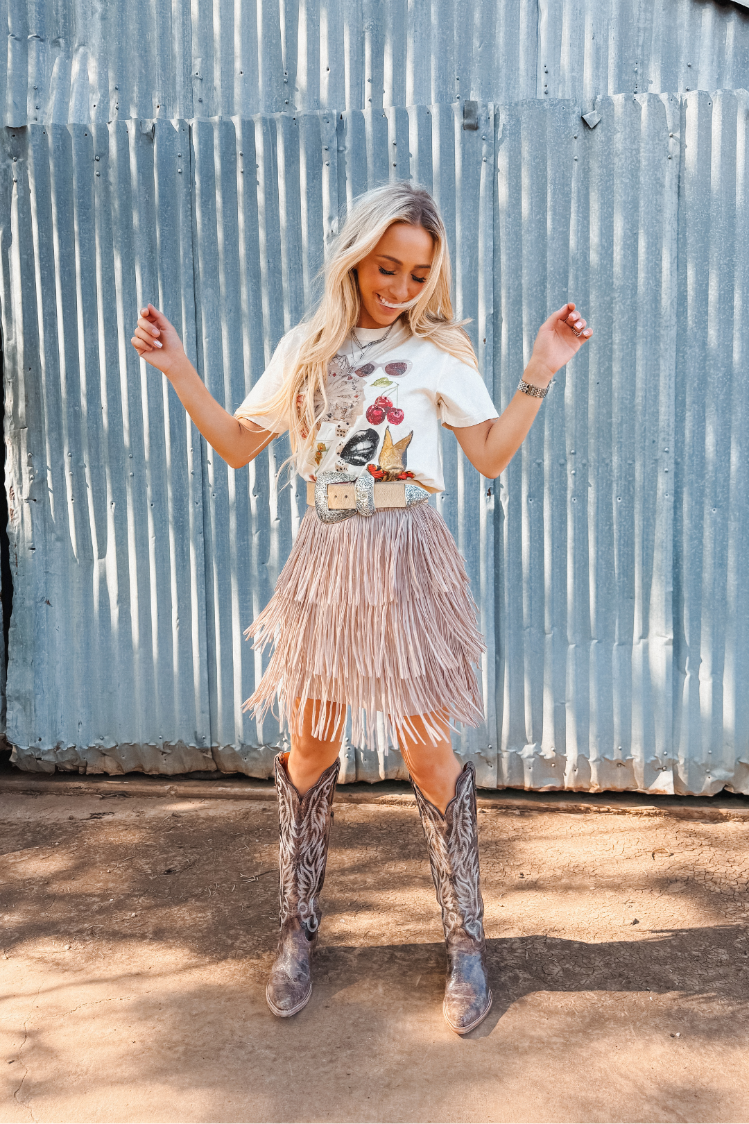 Wild Dunes Fringe Mini Skirt - Taupe