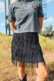 Wild Dunes Fringe Mini Skirt - Black