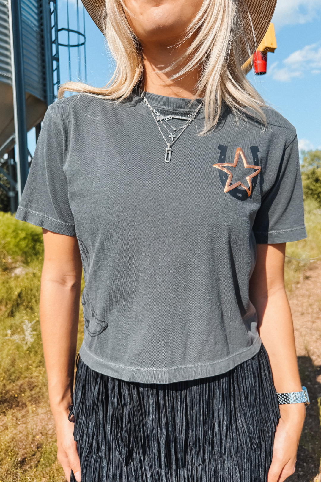 Cowgirl Society Star Cropped Tee