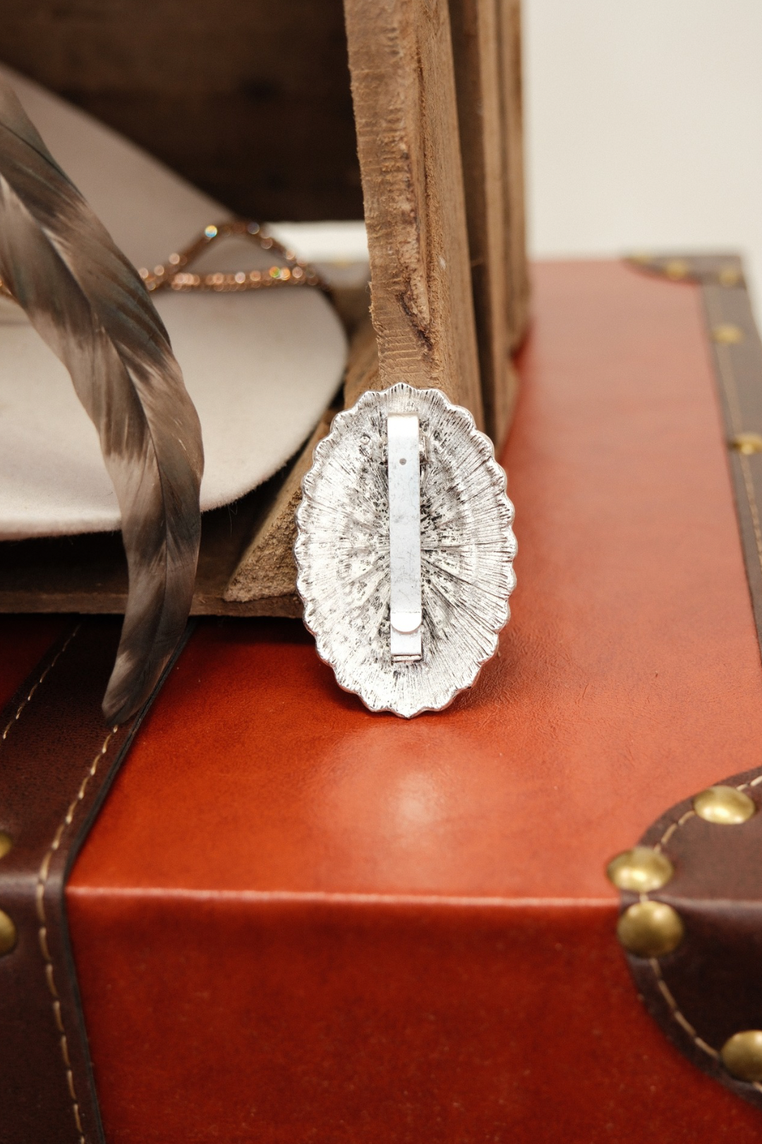 Silver Spur Scarf Brooch