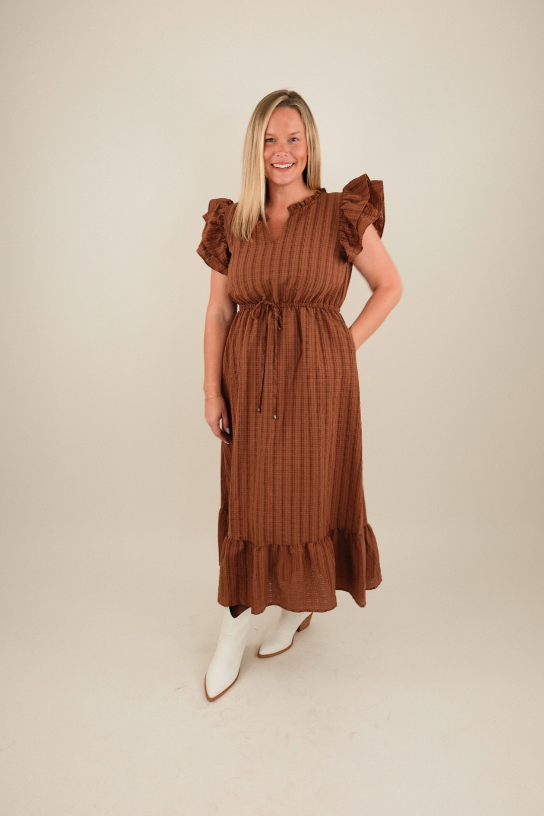 Prairie Belle Plaid Midi Dress