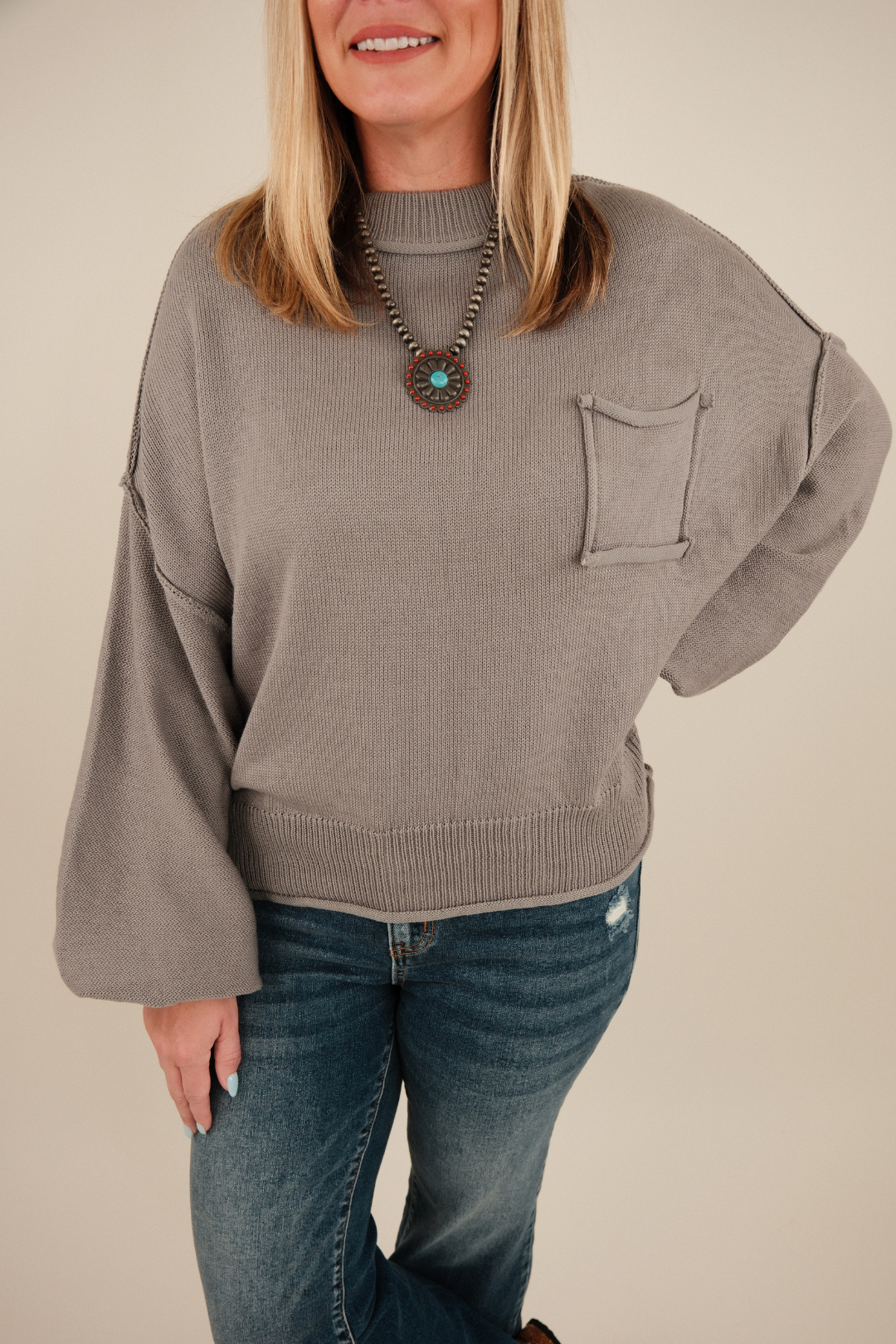Silver Sage High-Low Pullover