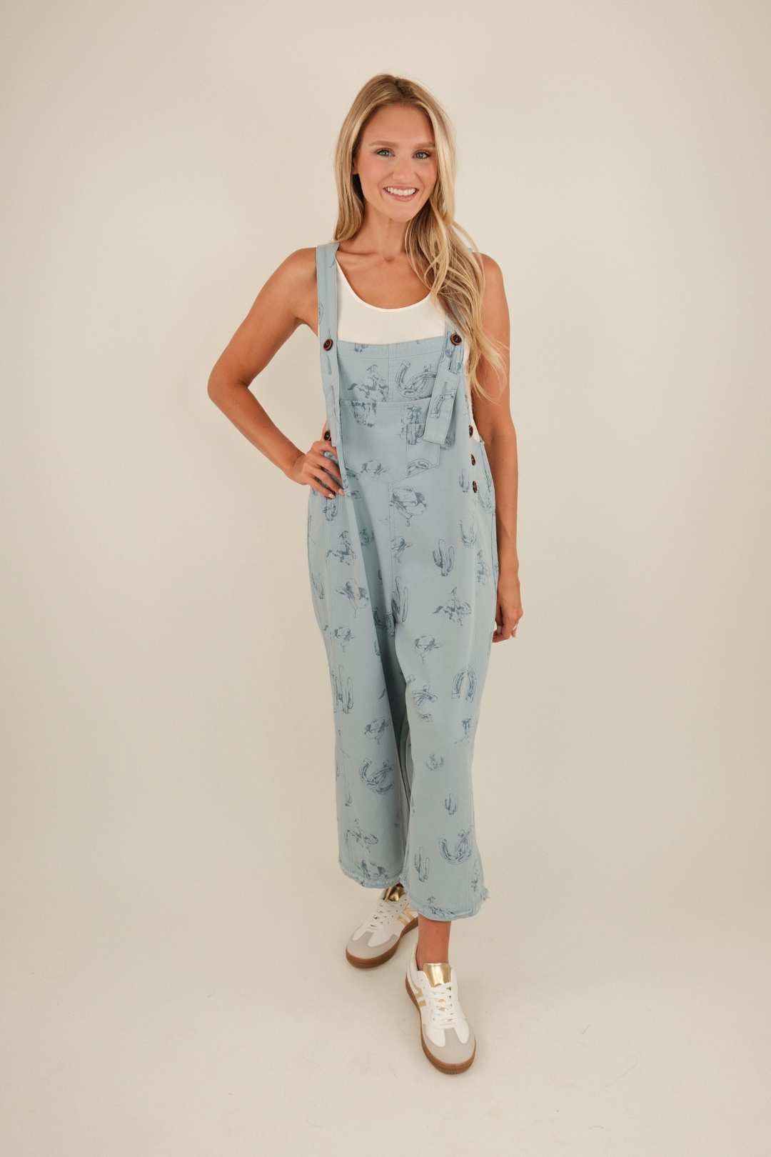 Wild Sage Wide-Leg Overalls - Blue
