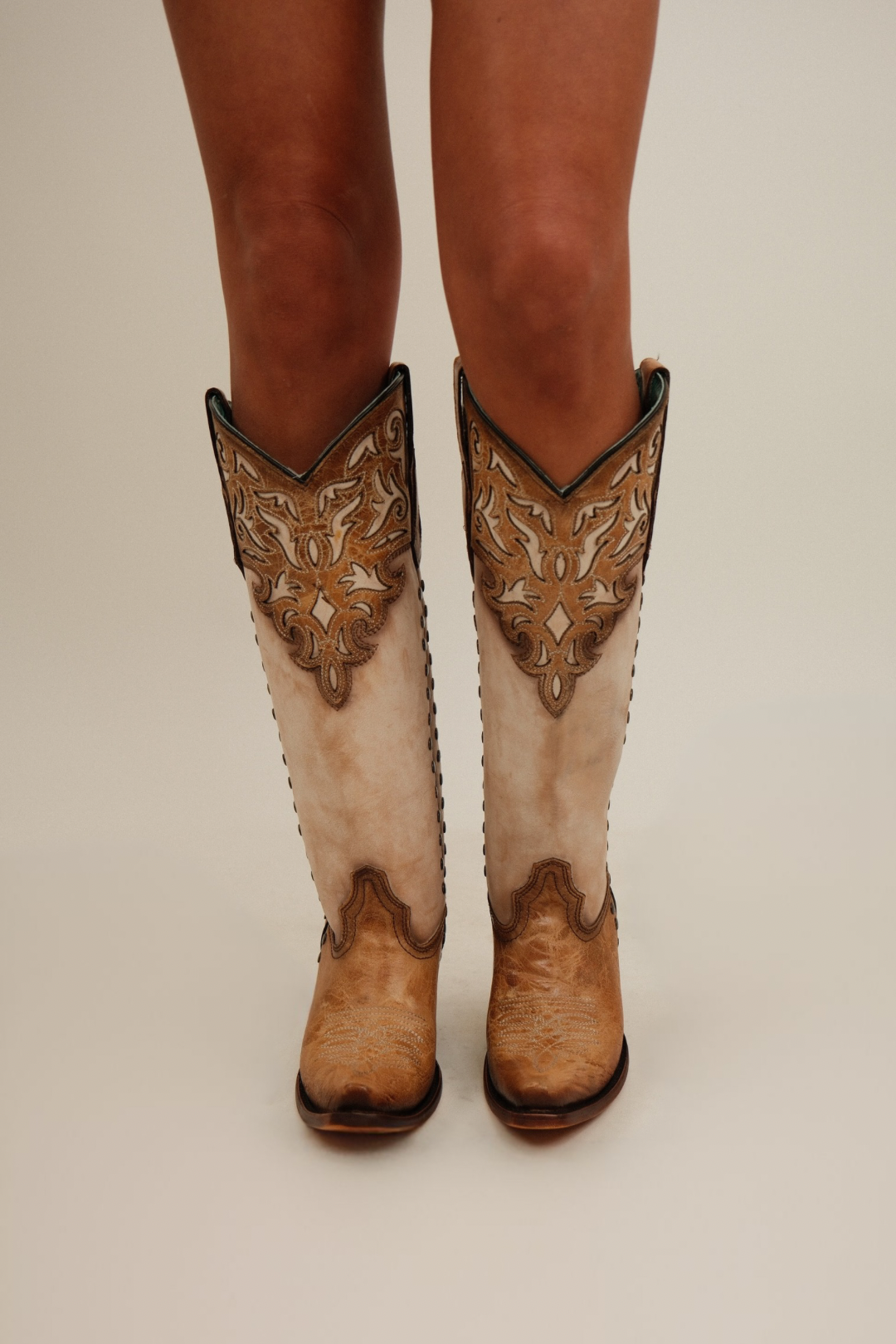 Corral Honey & Bone Studded Boot