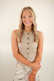 Bare Necessity Linen Vest - Natural