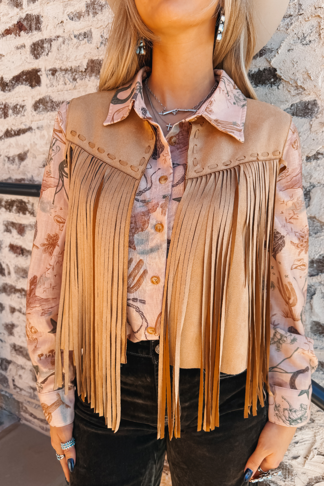 Fringe Frontier Vest - Camel
