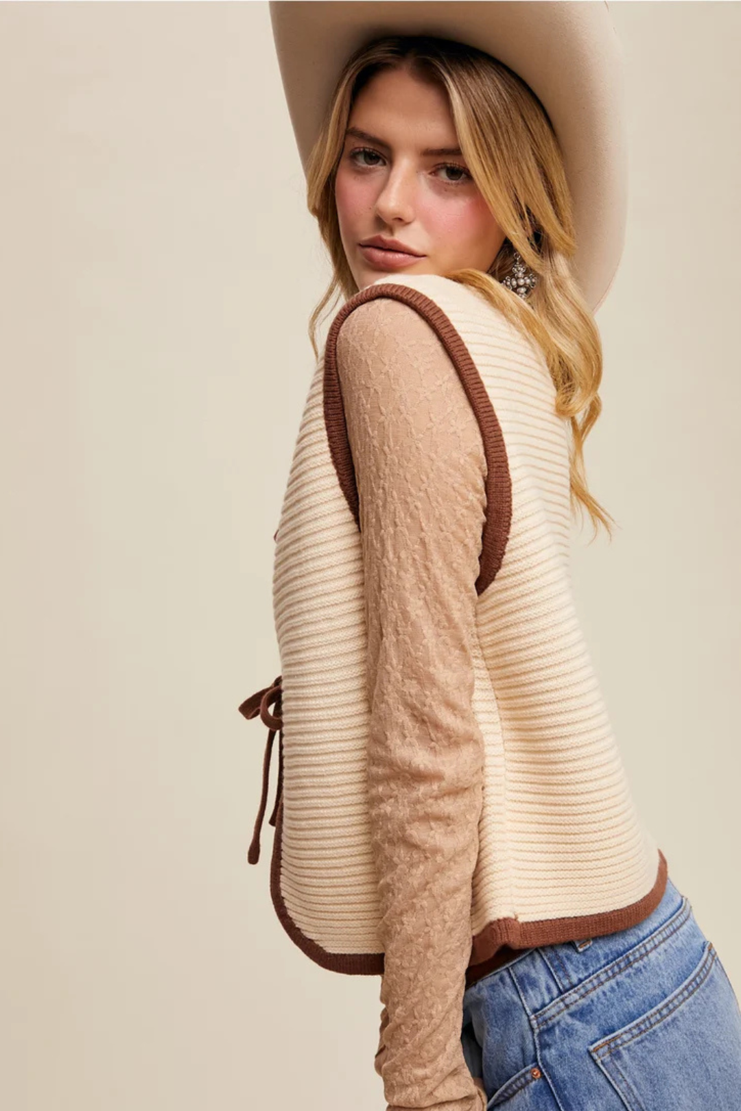 Saddle Ridge Tie-Front Knit Vest