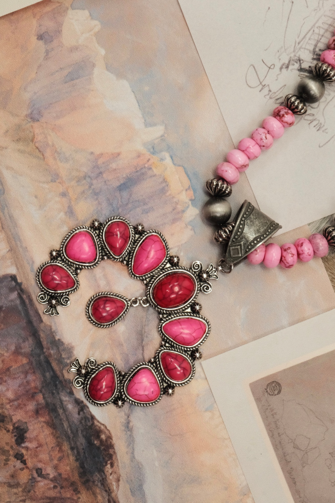 Desert Bloom Long Pendant Necklace