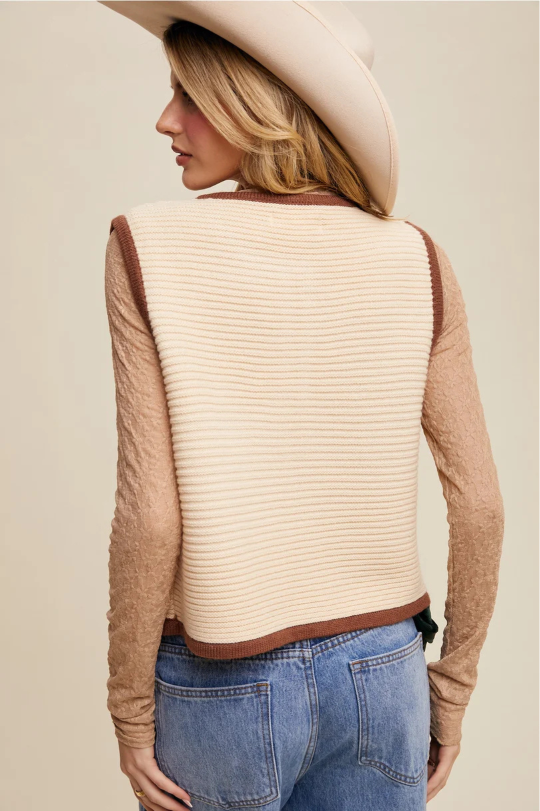 Saddle Ridge Tie-Front Knit Vest