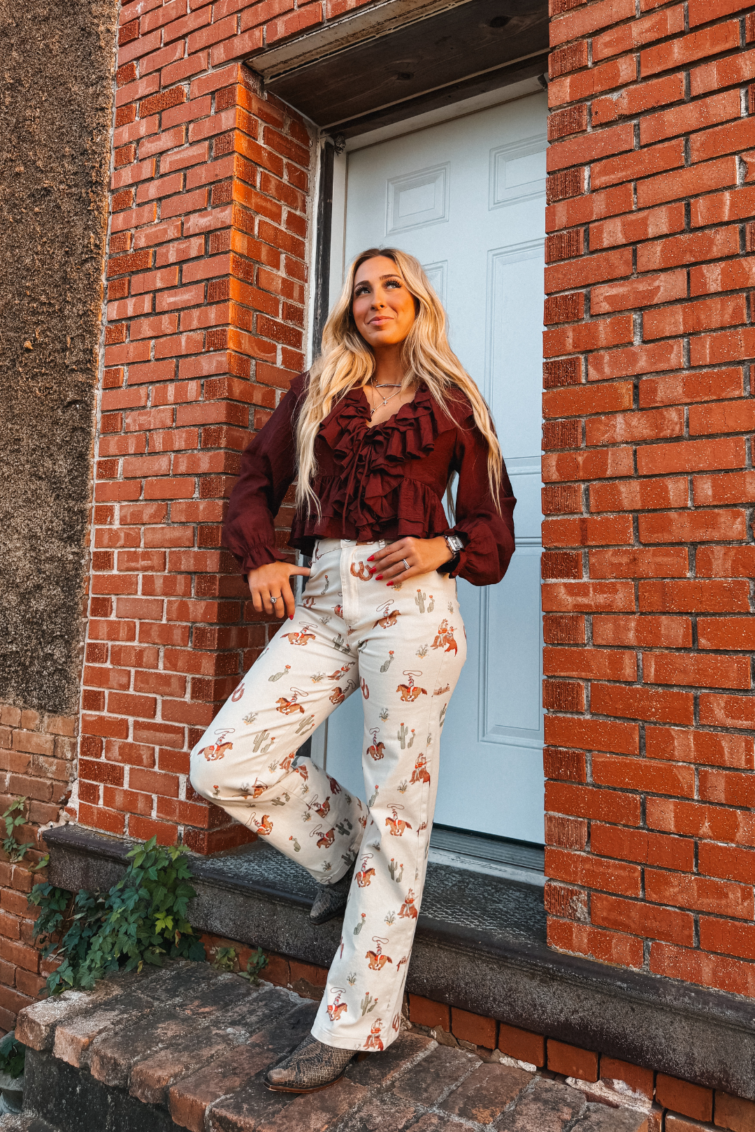Saddle Rose Ruffle Blouse