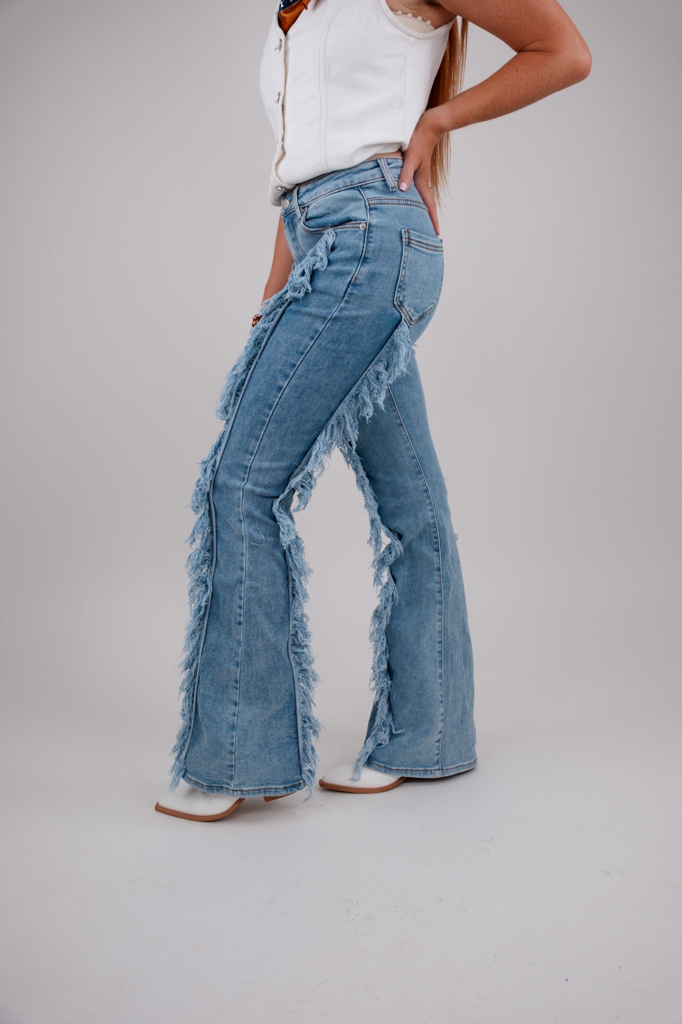 High Ridge Fray Flare Jeans