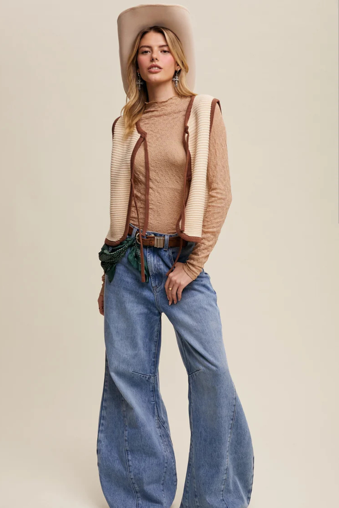 Saddle Ridge Tie-Front Knit Vest