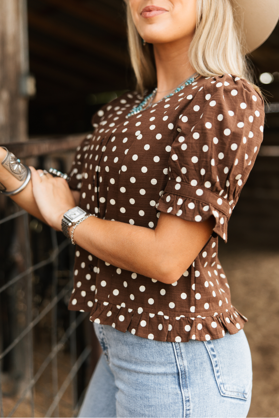 Polka Dot Prairie Blouse