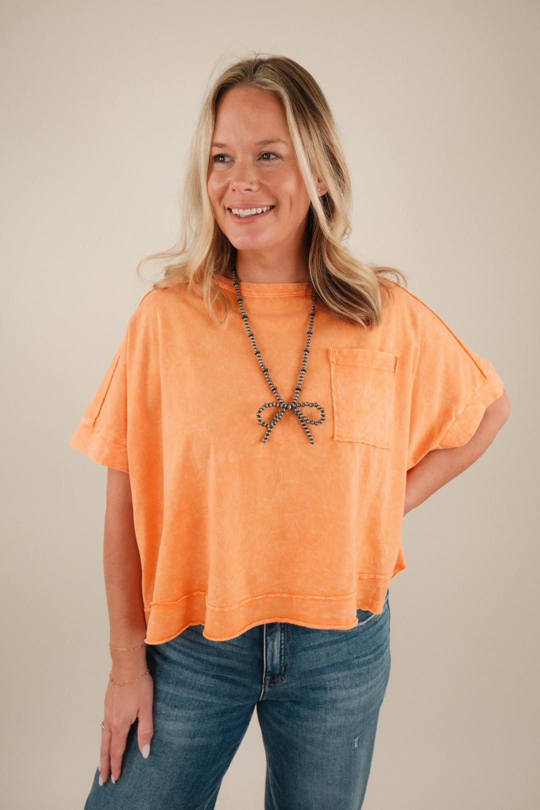 Everyday Edgy Pocket Tee - Orange