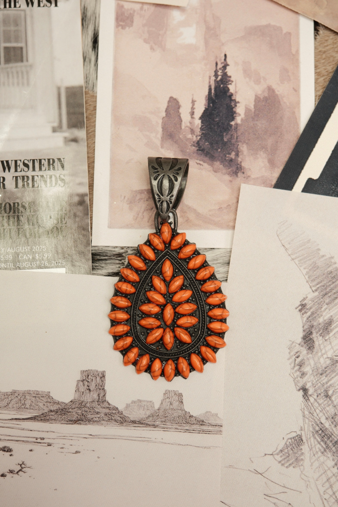 Stone Teardrop Scarf Slide