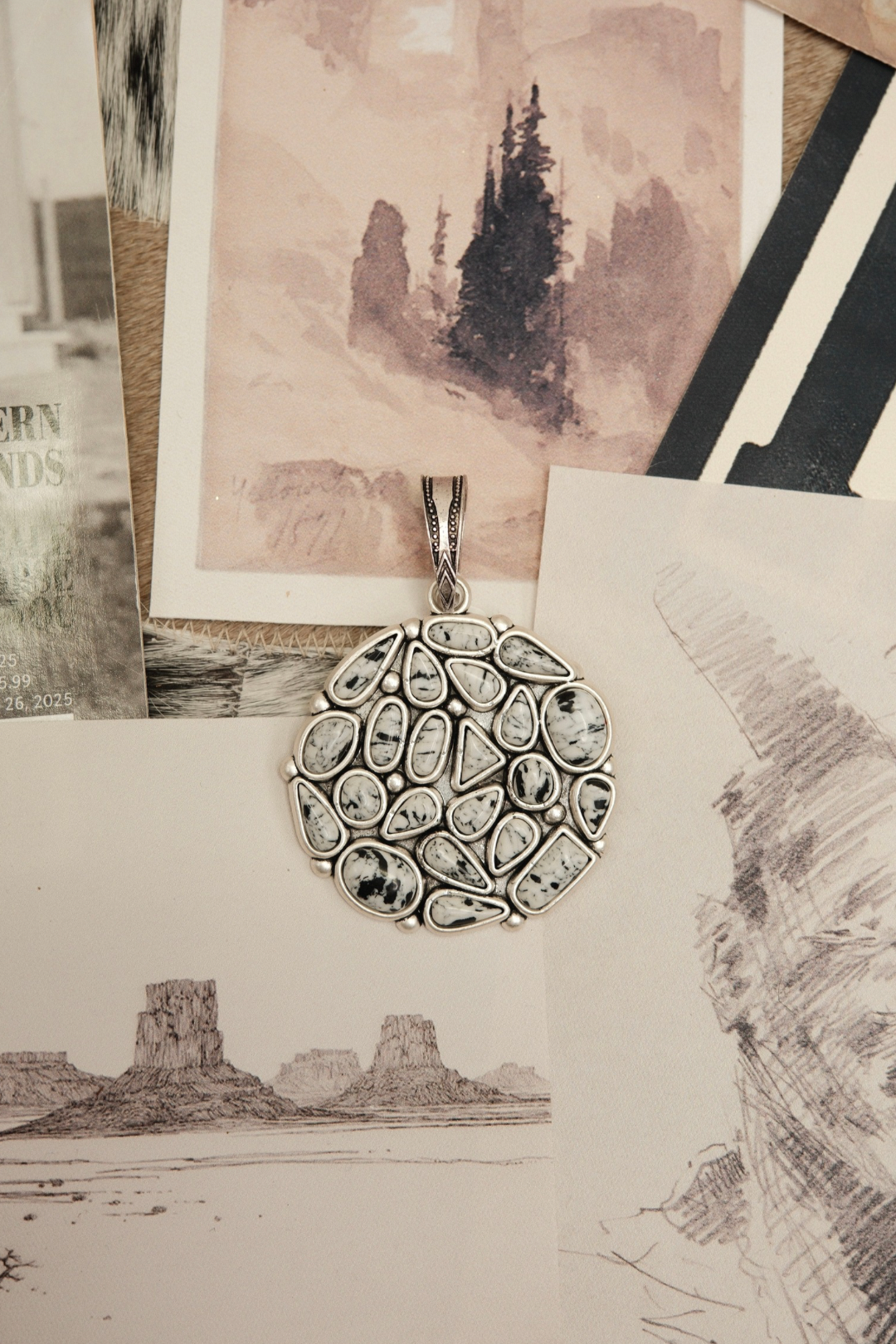 Stone-Studded Round Scarf Slide