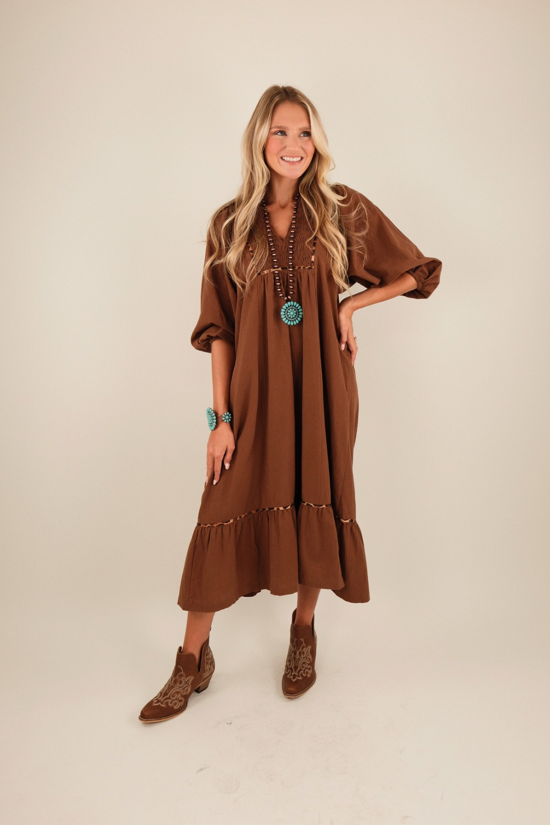 Golden Grit Midi Dress