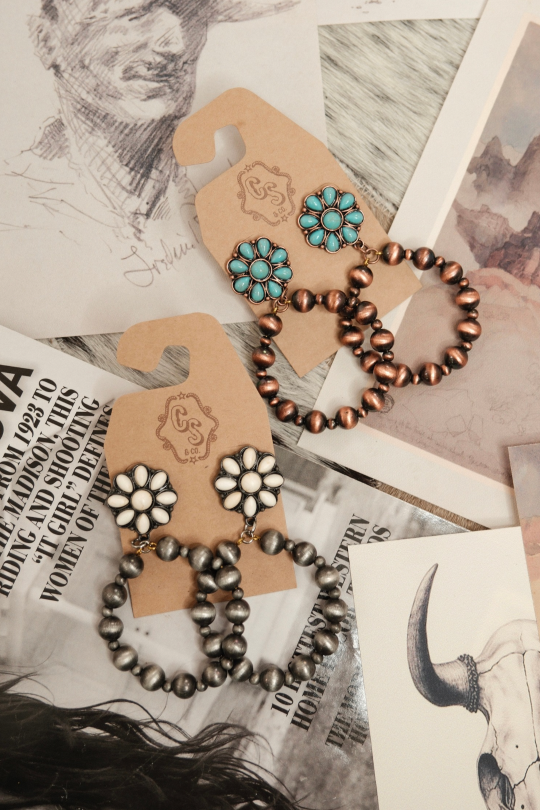 Desert Halo Concho Pearl Earrings