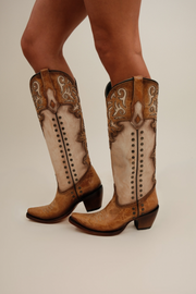 Corral Honey & Bone Studded Boot