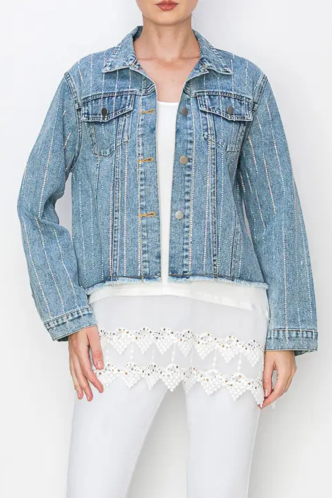 Rhinestone Rodeo Cropped Denim Jacket