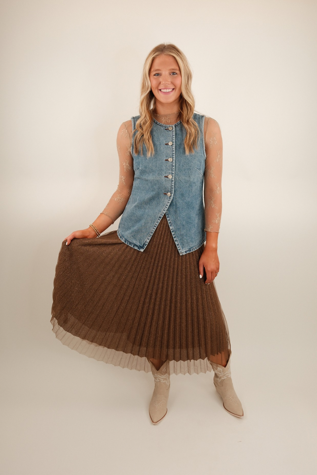 Golden Dust Pleated Skirt
