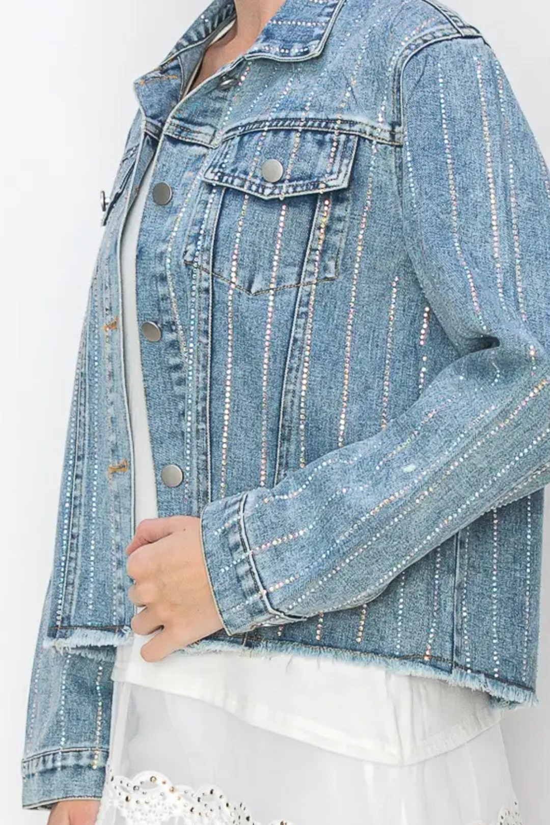 Rhinestone Rodeo Cropped Denim Jacket