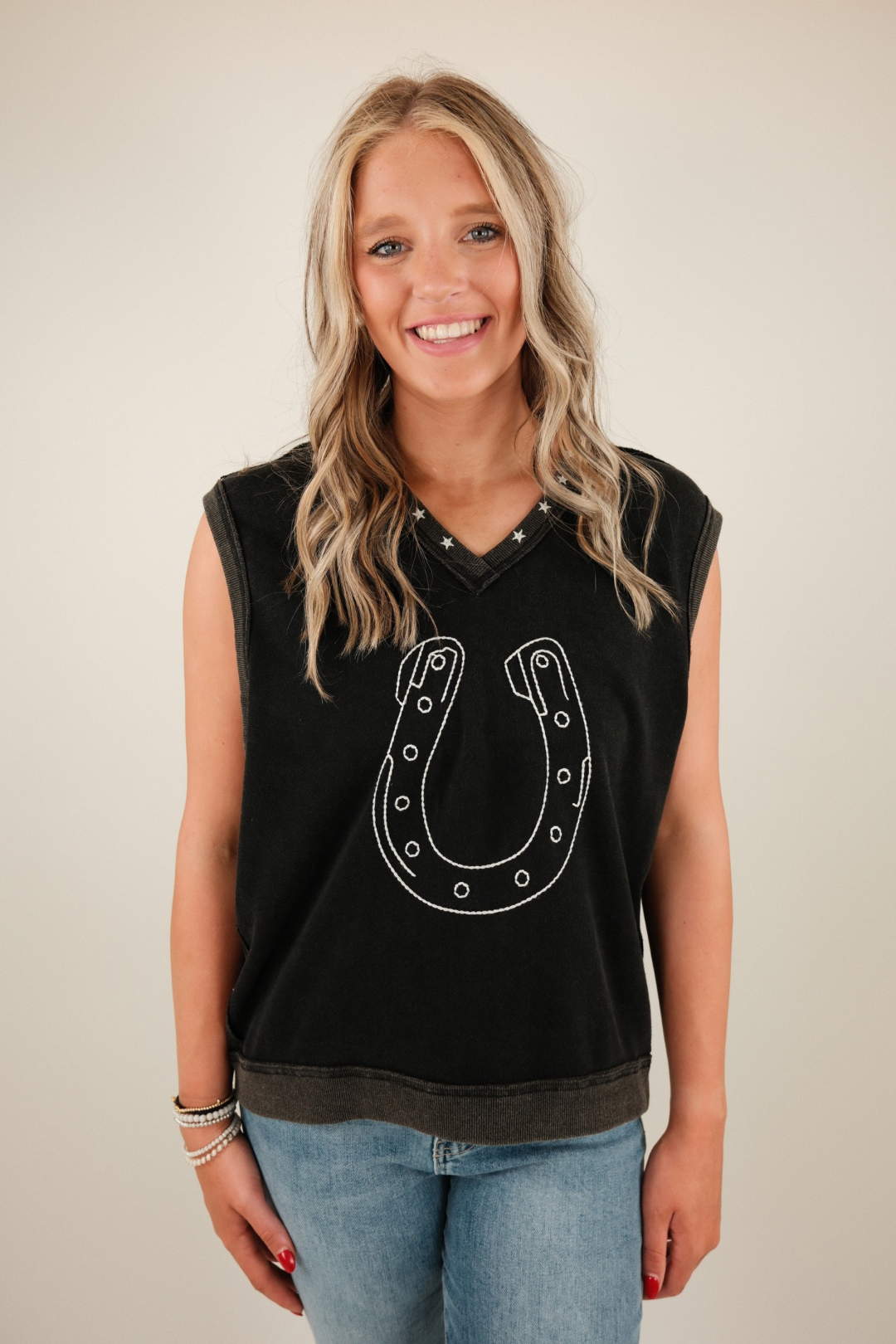 Starluck Sleeveless Pullover Top - Black