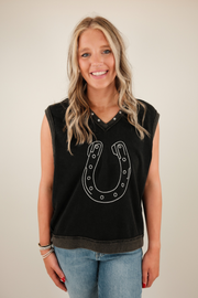 Starluck Sleeveless Pullover Top - Black