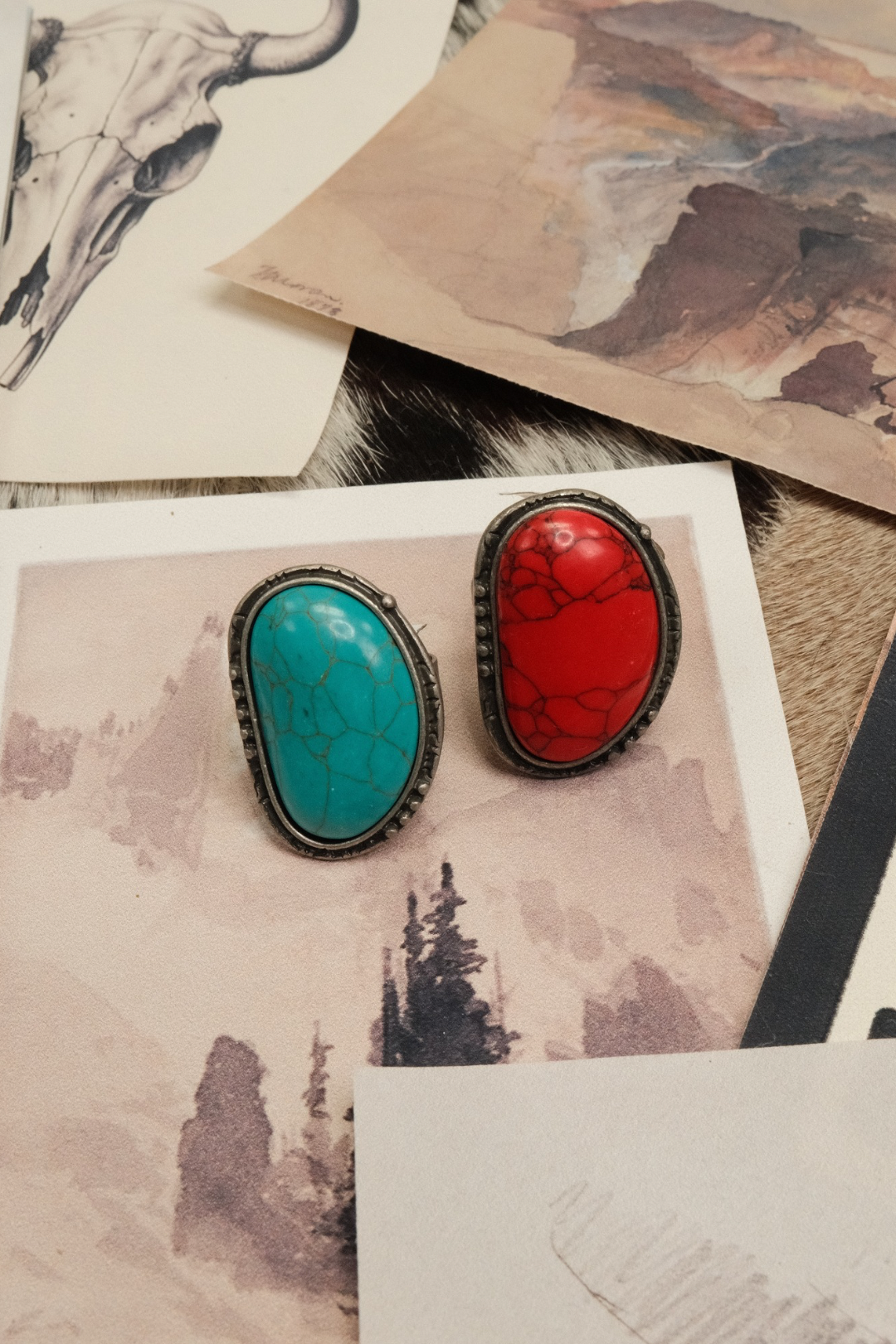 Western Bean Stone Adjustable Ring