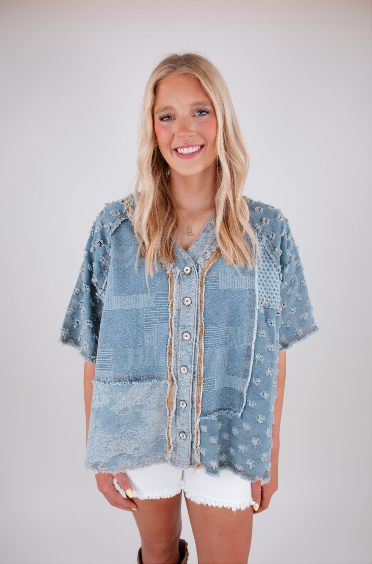 Outlaw Patchwork Denim Top