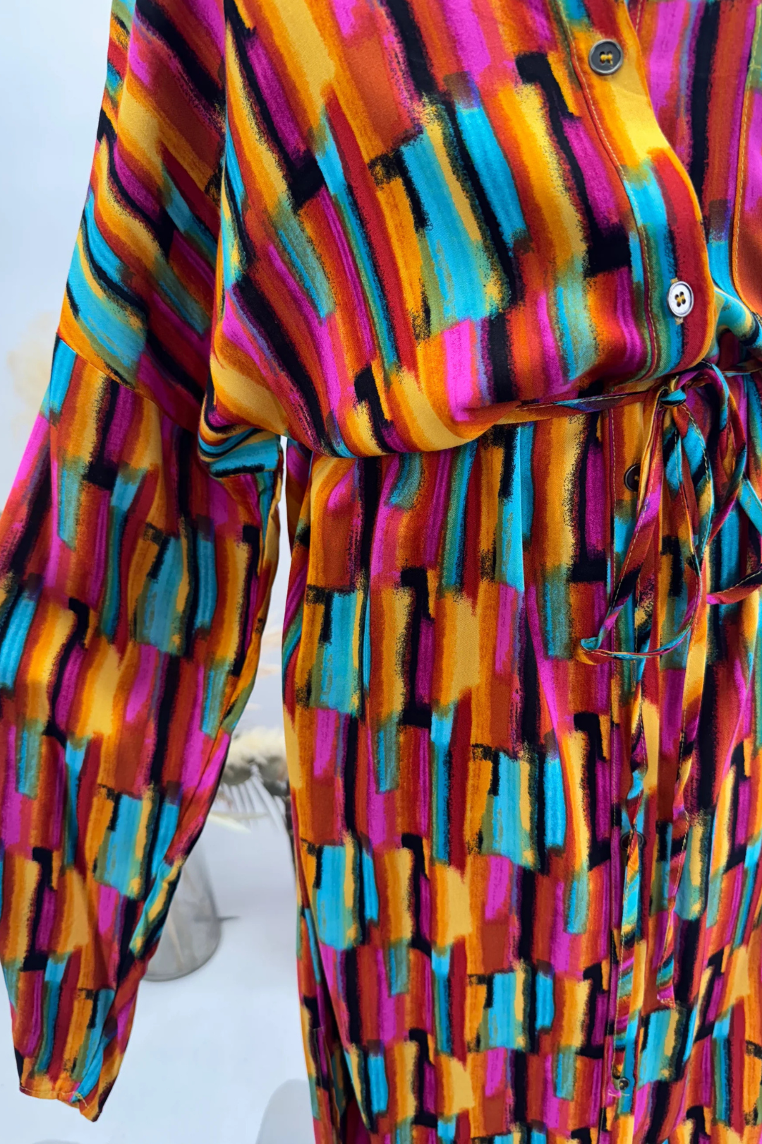 Vibrant Western Button Dress