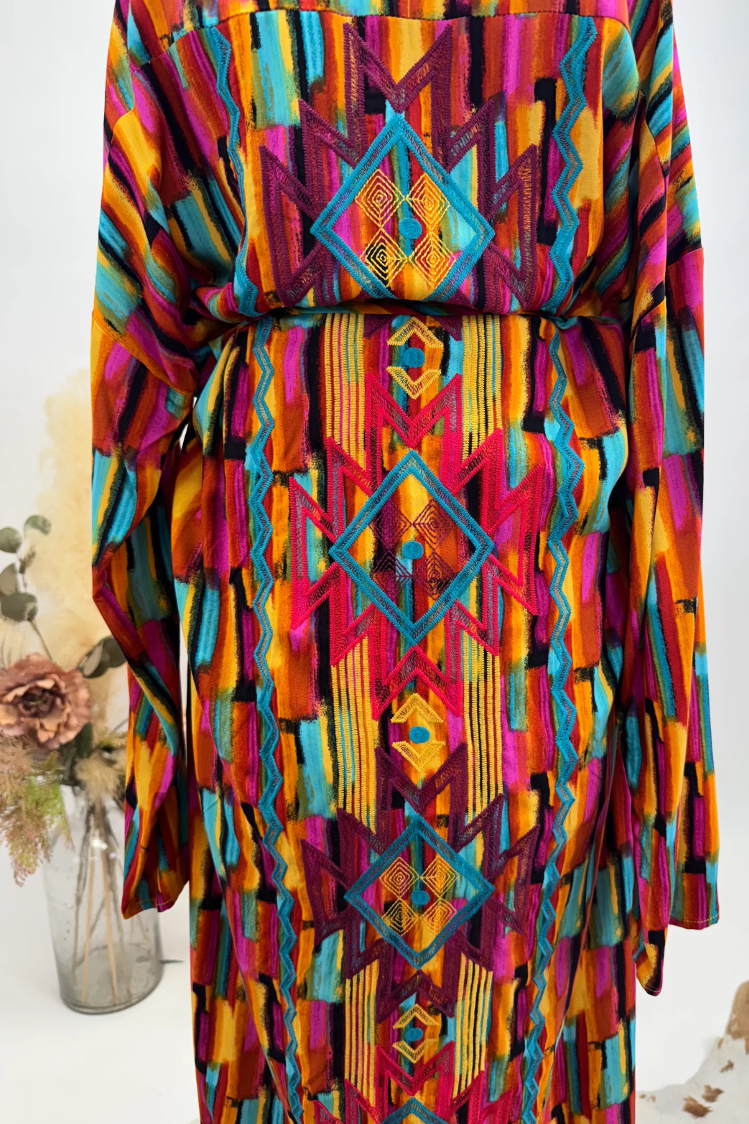 Vibrant Western Button Dress