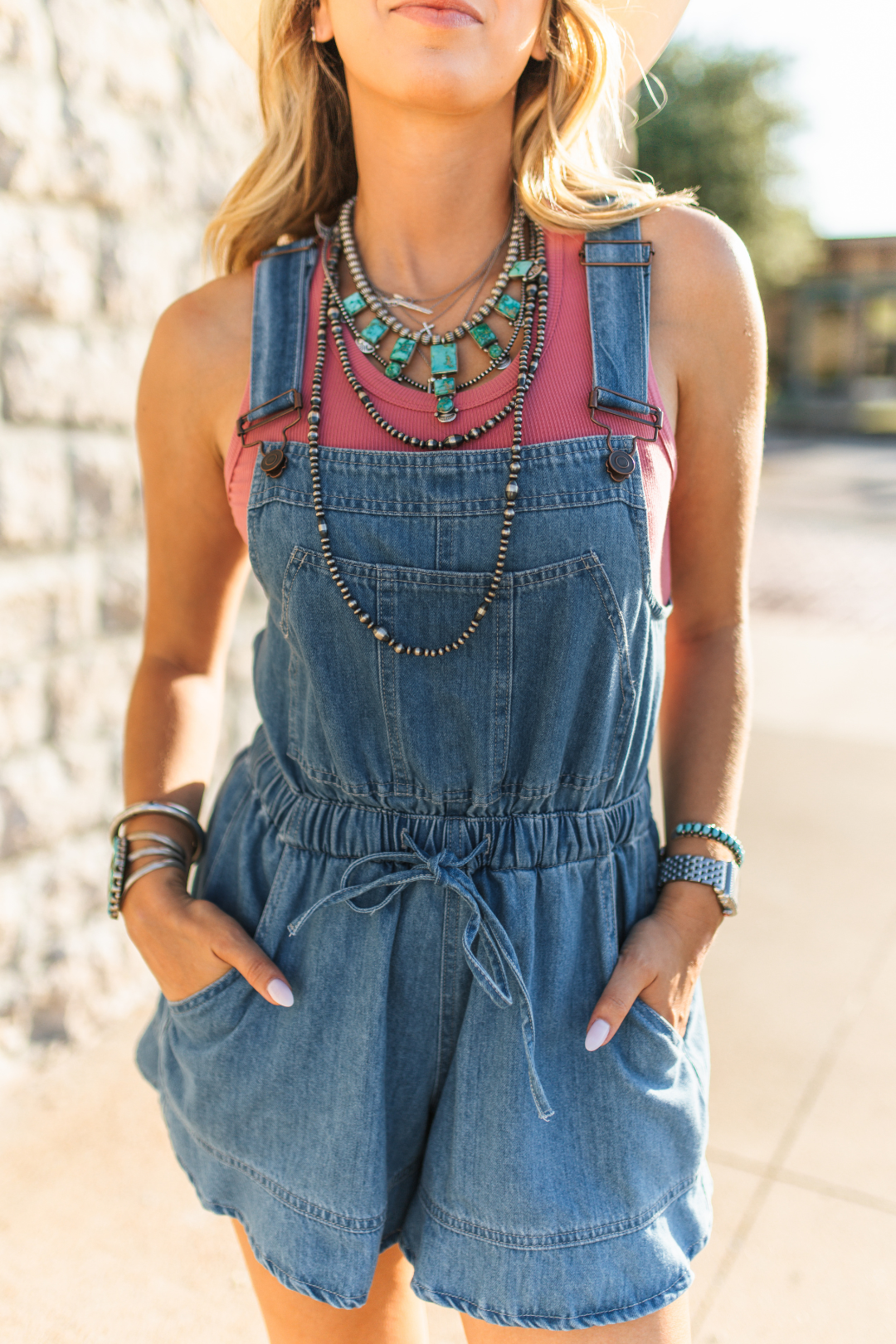 Red, White, & Bows Ruffled Overalls