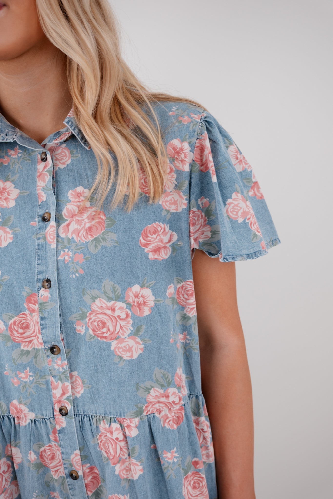 Rosette Ridge Denim Dress