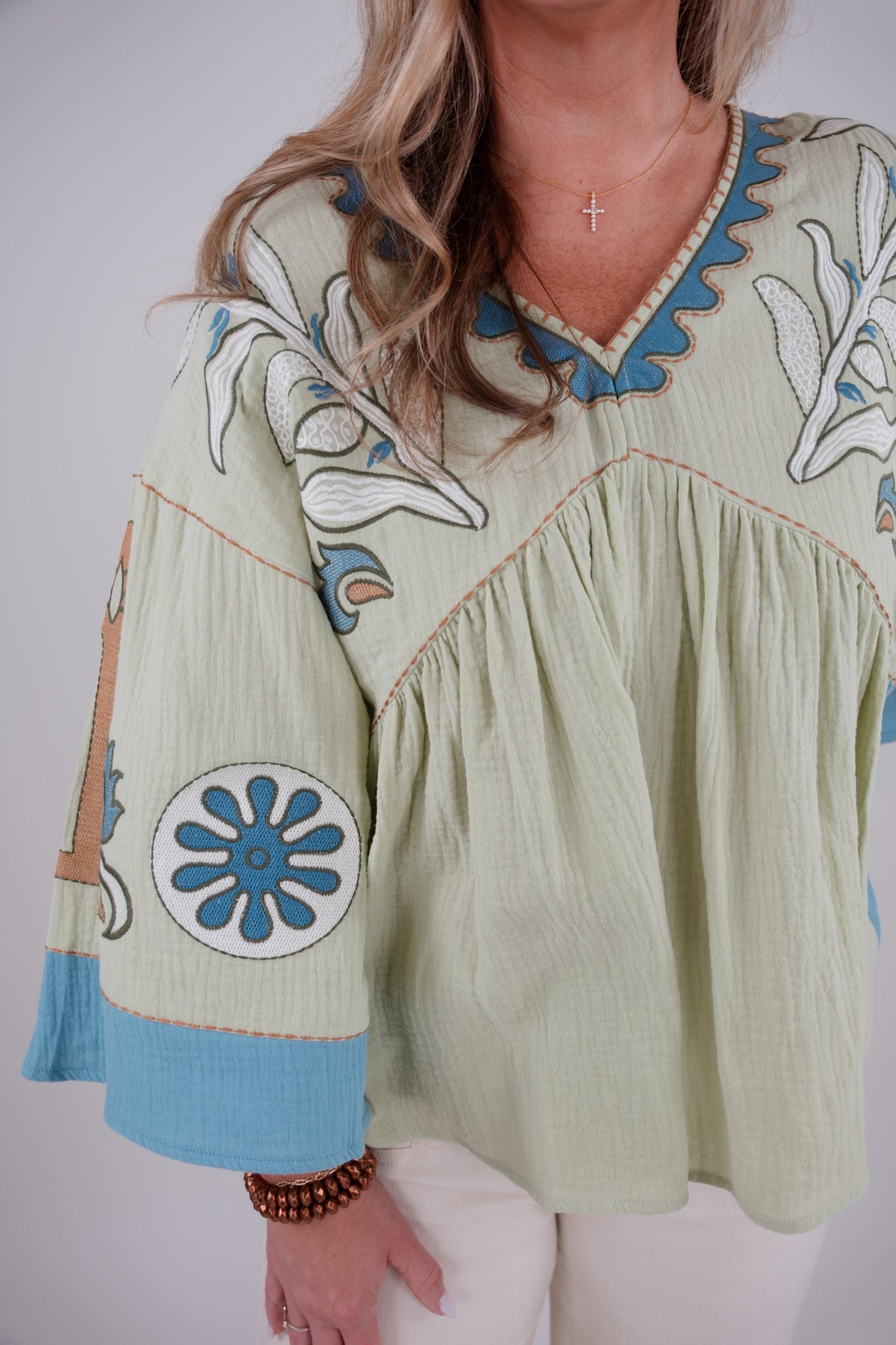 Blue Sky Bell Sleeve Top