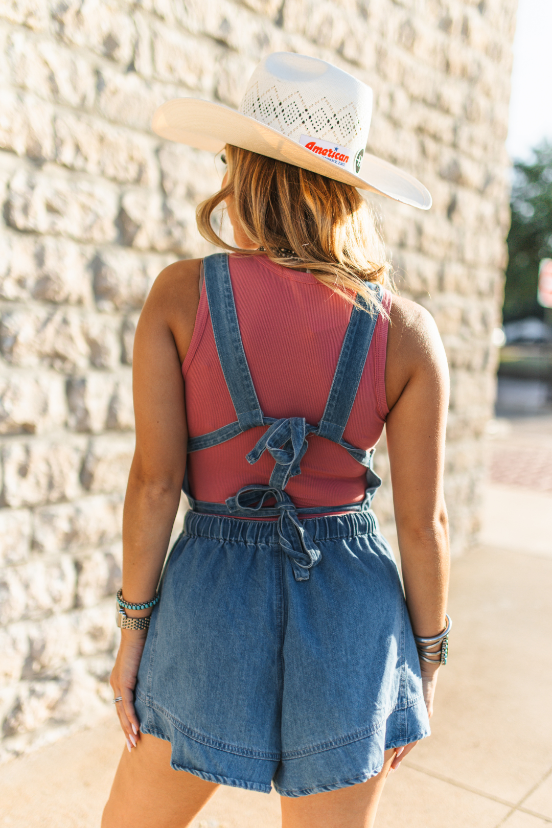 Red, White, & Bows Ruffled Overalls