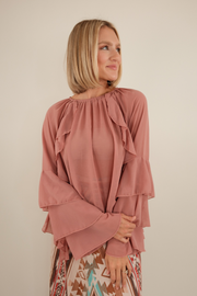 Dusty Rose Ruffle Blouse